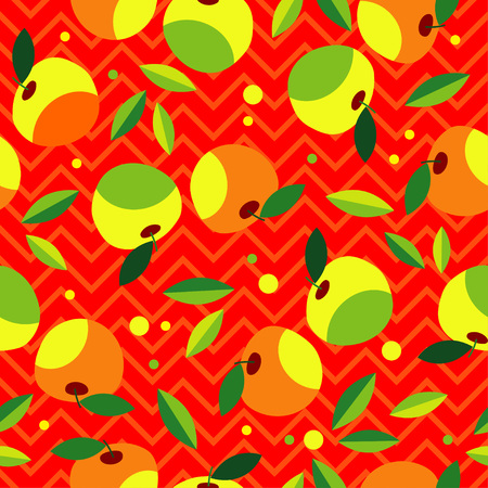 Decorative apple pattern. Seamless background. A summer garden. Textile rapport.のイラスト素材