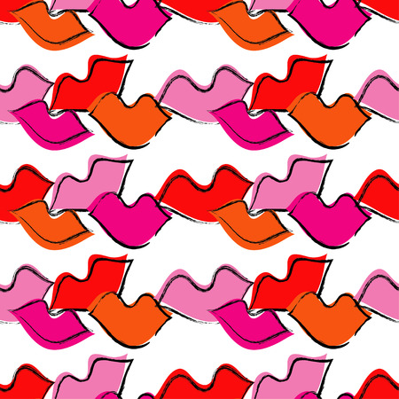 Seamless pattern with lips. Pop art style. Cloth design, wallpaper. Textile rapport.のイラスト素材