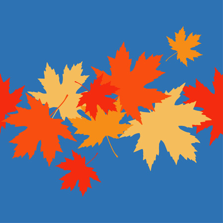 Seamless pattern with autumn maple leaves. Golden Autumn. Flat design. Textile rapport.のイラスト素材