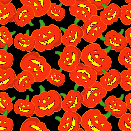 Seamless decorative vector background Happy Halloween. Halloween Party with pumpkins. Textile rapport.のイラスト素材