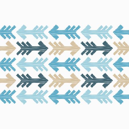 Ethnic boho seamless pattern. Arrows scribble texture. Retro motif. Textile rapport.のイラスト素材