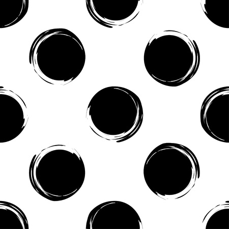 Black polka dot brush strokes pattern.のイラスト素材