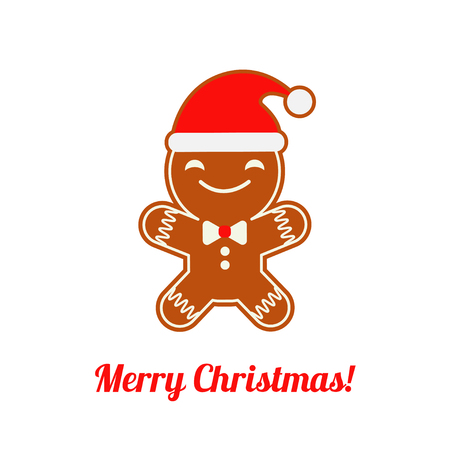 Poster Christmas gingerbread on a white background. Christmas ginger man. Cute cartoon gingerbread.のイラスト素材