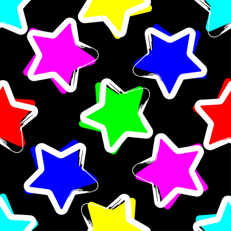 Seamless vector background with decorative stars. The stroke of the pen. Textile rapport.のイラスト素材