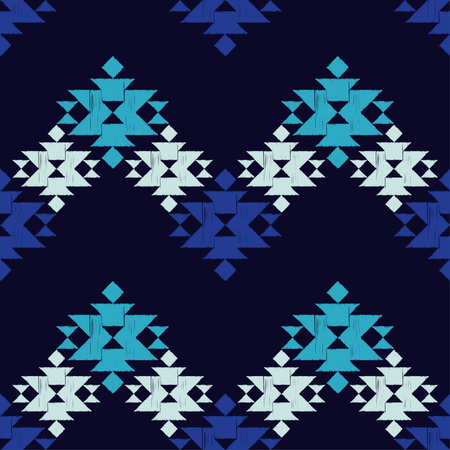 Ethnic boho seamless pattern. Blue Tribal pattern. Scribble texture. Folk motif. Textile rapport.のイラスト素材