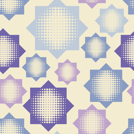 Seamless abstract geometric halftone pattern. The pattern of stars. Dots texture. Textile rapport.のイラスト素材