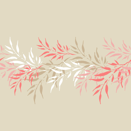 Seamless vector background with decorative branche and leaves. Pattern with plants. Textile rapport.のイラスト素材