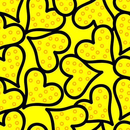 Seamless background with decorative hearts. Valentine's day. Handmade drawing. Textile rapport.のイラスト素材