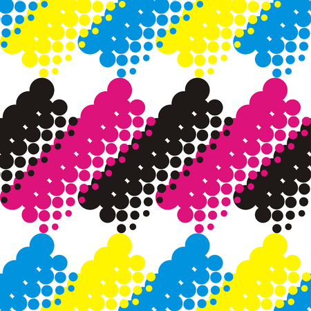 Seamless geometric pattern. Bright colors and simple shapes. Trendy seamless pattern designs.のイラスト素材