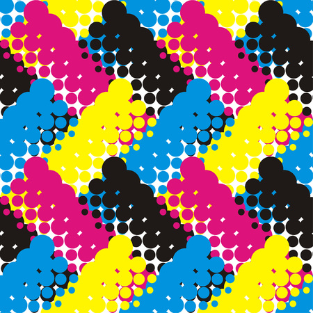 Seamless geometric pattern. Bright colors and simple shapes. Trendy seamless pattern designs.のイラスト素材