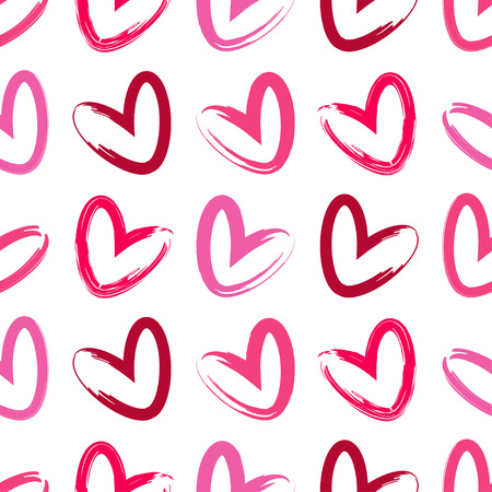 Seamless background with decorative hearts. Valentine's day. Ink drawing. Textile rapport.のイラスト素材