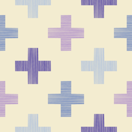 Geometric seamless pattern scribble texture. Bright colors and simple shapes trendy seamless pattern designs.のイラスト素材