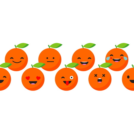 Seamless background with Cheerful Oranges. Cute cartoon. Vector illustration. Textile rapport.のイラスト素材
