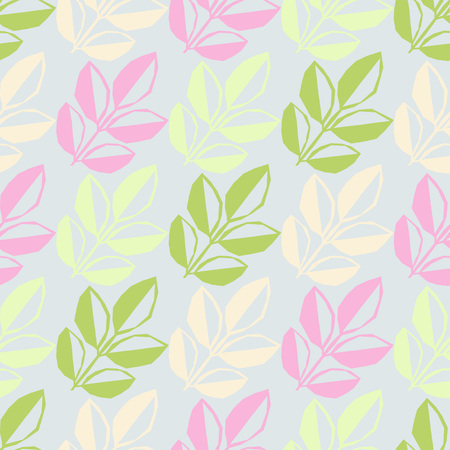 Decorative leaves seamless background. Pattern with plants textile rapport.のイラスト素材