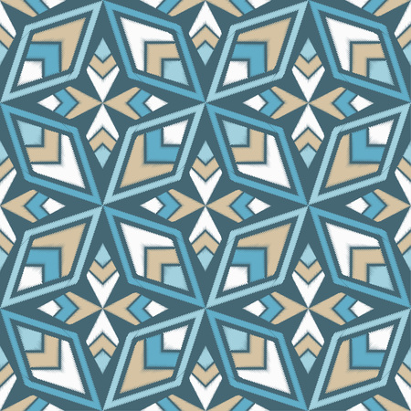 Seamless geometric pattern. The texture of rhombus. Embroidery on fabric. Scribble texture. Textile rapport.のイラスト素材