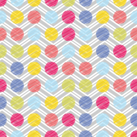Polka dot seamless pattern. Geometric background. The colorful balls. Scribble texture. Theextile rapport.のイラスト素材