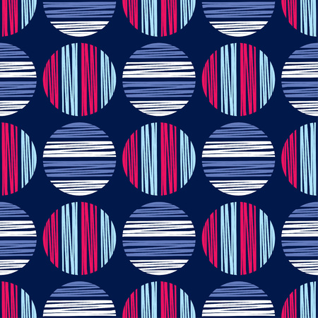 Polka dot seamless pattern. Manual hatching. Geometric background. Scribble texture. Theextile rapport.のイラスト素材