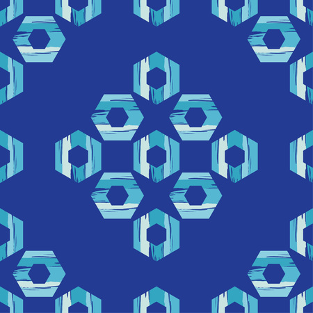 Seamless abstract geometric pattern. Hexagons texture. Brushwork. Hand hatching. Textile rapport.のイラスト素材