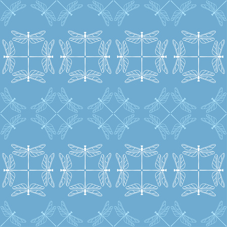 Seamless vector background with decorative dragonflies. Summer day. Textile rapport.のイラスト素材