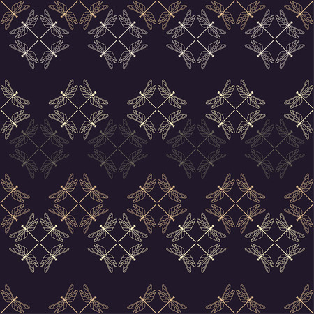 Seamless vector background with decorative dragonflies. Summer day. Textile rapport.のイラスト素材