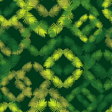 Seamless background with decorative leaves. Texture of rhombus. Texture of palm leaves. Textile rapport.のイラスト素材