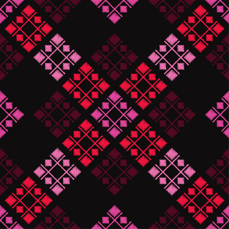 Seamless abstract geometric pattern. Mosaic texture. Brushwork. Hand hatching. Scribble texture. Textile rapport.のイラスト素材