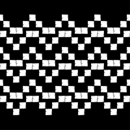 Seamless abstract geometric pattern. The pattern of pixels. Mosaic texture. Brushwork. Hand hatching. Scribble texture. Textile rapport.のイラスト素材