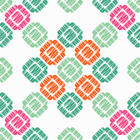Seamless abstract geometric pattern. Mosaic texture. Brushwork. Hand hatching. Scribble texture. Textile rapport.のイラスト素材