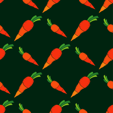 Seamless vector background with carrots. Harvest festival. The texture of the stitch. Cheerful autumn. Textile rapport.のイラスト素材