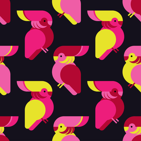 Seamless background with decorative parrots. Birds in the sky. Textile rapport.のイラスト素材