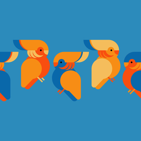 Seamless background with decorative parrots. Birds in the sky. Textile rapport.のイラスト素材
