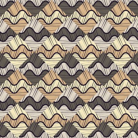 Seamless abstract geometric pattern. Mosaic texture. Brushwork. Hand hatching. Scribble texture. Textile rapport.のイラスト素材