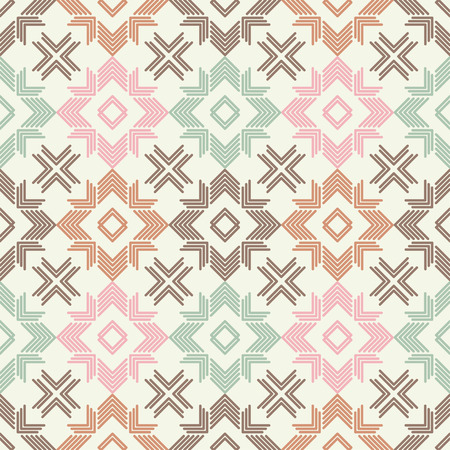 Seamless abstract geometric pattern. Mosaic texture. Brushwork. Hand hatching. Scribble texture. Textile rapport.のイラスト素材