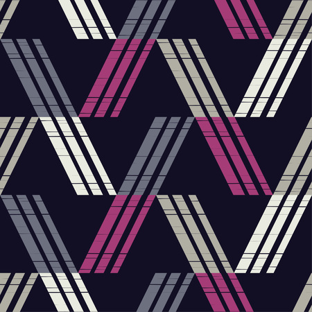 Seamless abstract geometric pattern. Mosaic texture. Brushwork. Hand hatching. Scribble texture. Textile rapport.のイラスト素材