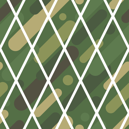 Seamless vector background with camouflage pattern. The military colors. Green-olive range of colors. Textile rapport.のイラスト素材