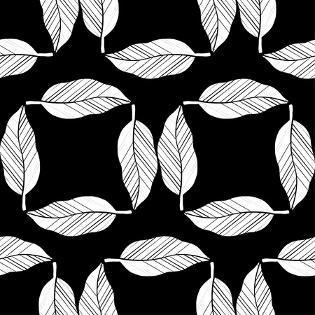 Seamless abstract geometric pattern. Feathers texture. Mosaic texture. Brushwork. Hand hatching. Scribble texture. Textile rapport.のイラスト素材