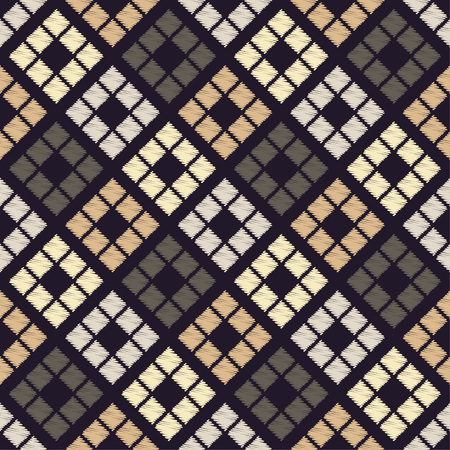 Seamless abstract geometric pattern. Mosaic texture. Brushwork. Hand hatching. Scribble texture. Textile rapport.のイラスト素材