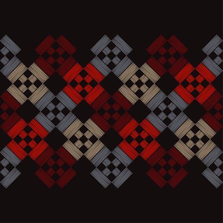 Ethnic boho seamless pattern. Embroidery. Traditional ornament. Geometric background. Tribal pattern. Folk motif. Textile rapport.のイラスト素材