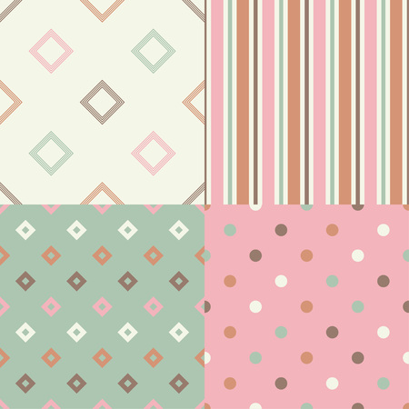 Set of 4 Seamless abstract geometric pattern. Mosaic texture. Can be used for wallpaper, textile, invitation card, wrapping, web page background.のイラスト素材