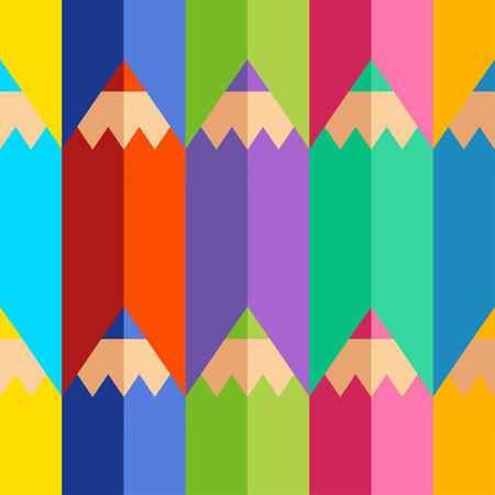 Seamless background with colorful pencils. Vector illustration. Can be used for wallpaper, textile, wrapping, web page background.のイラスト素材
