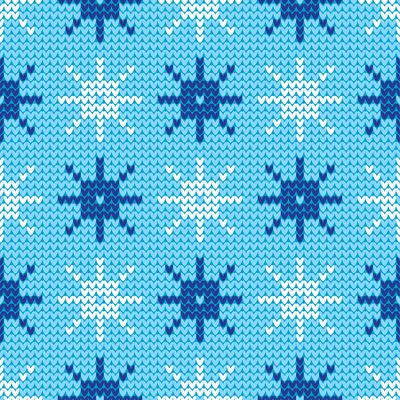 Knitted Norwegian snowflakes. Seamless vector background. Folk motives. Winter pattern. Can be used for wallpaper, textile, wrapping, web page background.のイラスト素材