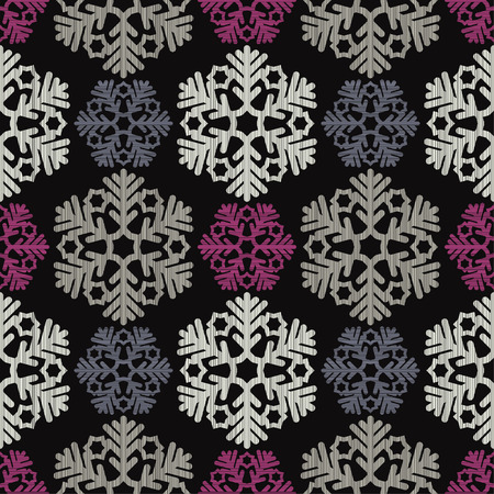 Seamless vector background with decorative snowflakes. Happy Winter! Can be used for wallpaper, textile, wrapping, web page background.のイラスト素材