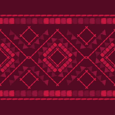 Ethnic boho seamless pattern. Embroidery on fabric. Traditional ornament. Tribal pattern. Folk motif. Can be used for wallpaper, textile, wrapping, web page background.のイラスト素材