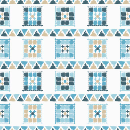 Ethnic boho seamless pattern. Embroidery on fabric. Traditional ornament. Tribal pattern. Folk motif. Can be used for wallpaper, textile, wrapping, web page background.のイラスト素材