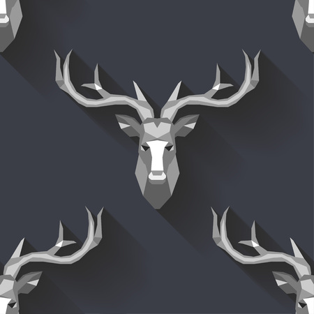 Polygonal vector deer head. Seamless background. Graphic element for design. Can be used for wallpaper, textile, wrapping, web page background.のイラスト素材