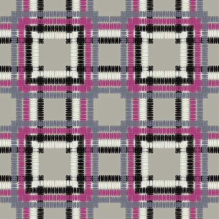 Ethnic boho seamless pattern. Shapes from strips of hand-shading. Traditional ornament. Tribal pattern. Folk motif. Can be used for wallpaper, textile, wallpaper, web page background.のイラスト素材