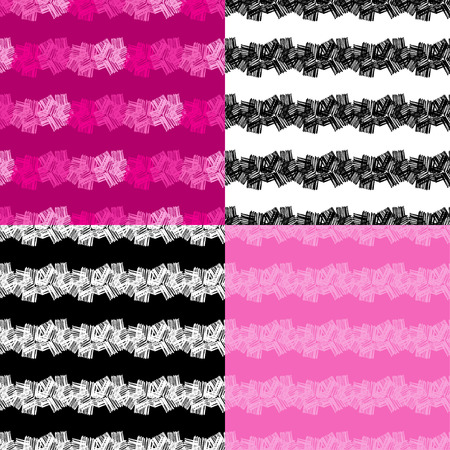 Set of 4 seamless pattern of scrawl. Careless scratchy pen or pencil doodles. Vector illustration. Can be used for wallpaper, textile, wrapping, web page background.のイラスト素材