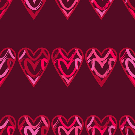 Red hearts drawn with a red outline. Valentine's day. Vector illustration. Can be used for...