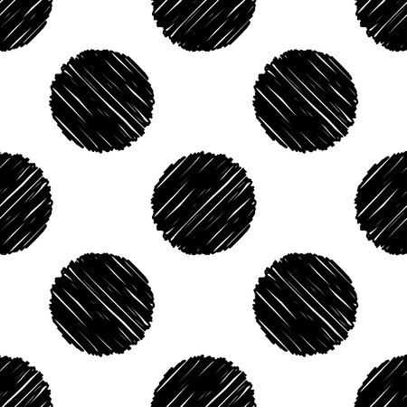 Polka dot seamless pattern. Mosaic of circles with hatching texture. Geometric background. Can be used for wallpaper, textile, wallpaper, web page background.のイラスト素材