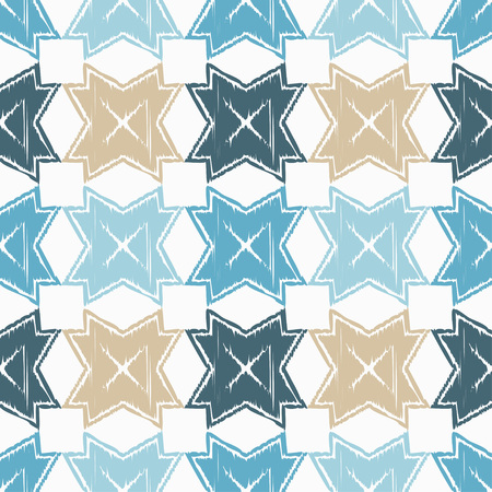 Ethnic boho seamless pattern. Hand hatching. Patchwork texture. Weaving. Traditional ornament. Tribal pattern. Folk motif. Can be used for wallpaper, textile, wrapping, web page background.のイラスト素材